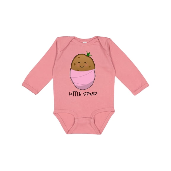 Inktastic Little Spud Pink Boys or Girls Long Sleeve Baby Bodysuit