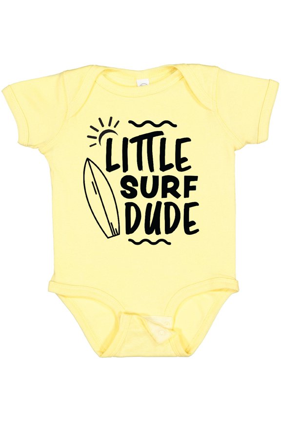 Little Surf Dude with Surfboard Boys Baby Bodysuit