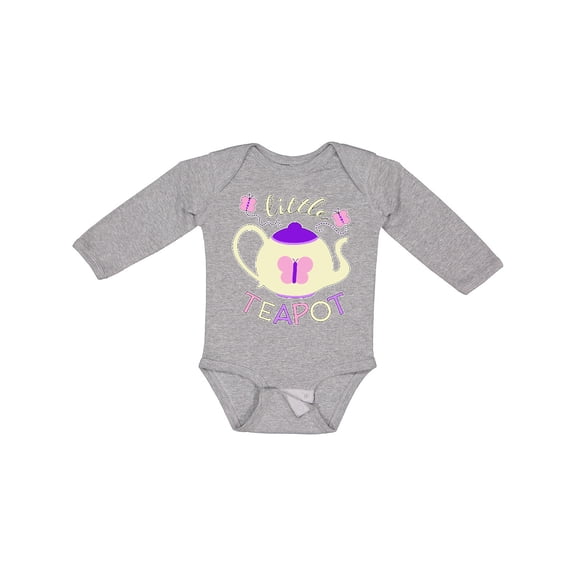 Inktastic Little Teapot Cute Teapot with Butterflies Boys or Girls Long Sleeve Baby Bodysuit
