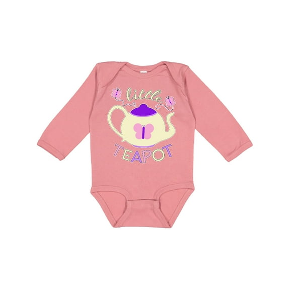 Inktastic Little Teapot Cute Teapot with Butterflies Boys or Girls Long Sleeve Baby Bodysuit