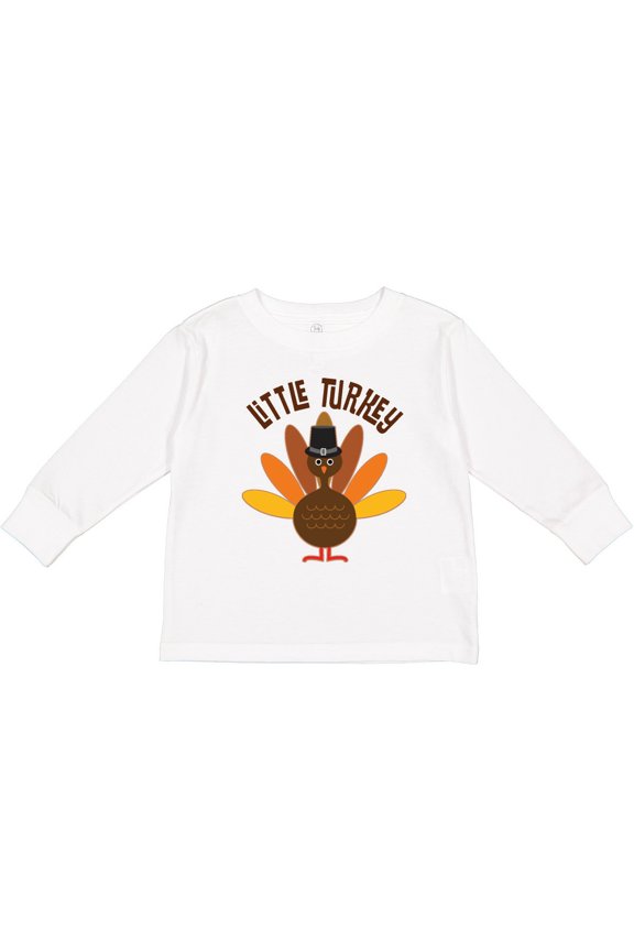 Little Turkey Thanksgiving Boys or Girls Long Sleeve Toddler T-Shirt