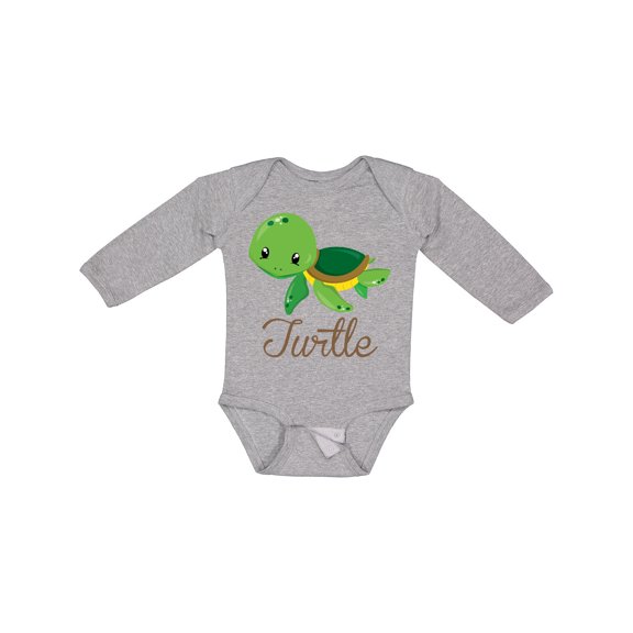 Inktastic Little Turtle Boys or Girls Long Sleeve Baby Bodysuit