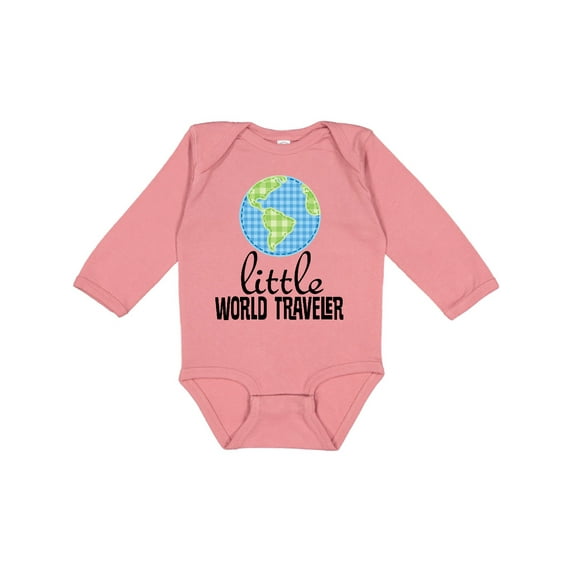 Inktastic Little World Traveler Boys or Girls Long Sleeve Baby Bodysuit
