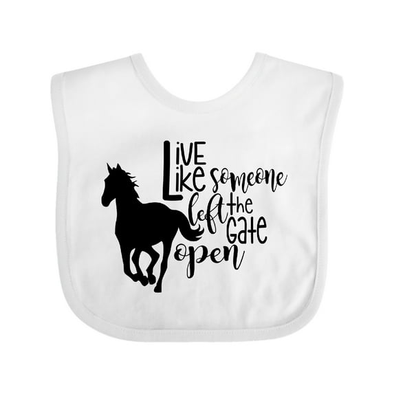 Inktastic Live Like Someone Left the Gate Open Horse Silhouette Boys or Girls Baby Bib