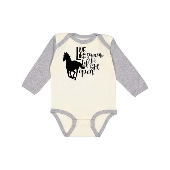 Inktastic Live Like Someone Left the Gate Open Horse Silhouette Boys or Girls Long Sleeve Baby Bodysuit