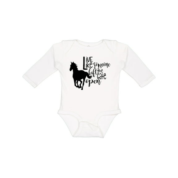 Inktastic Live Like Someone Left the Gate Open Horse Silhouette Boys or Girls Long Sleeve Baby Bodysuit