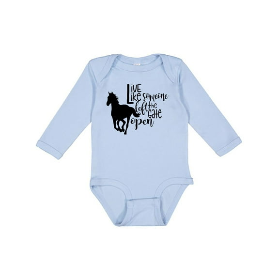 Inktastic Live Like Someone Left the Gate Open Horse Silhouette Boys or Girls Long Sleeve Baby Bodysuit