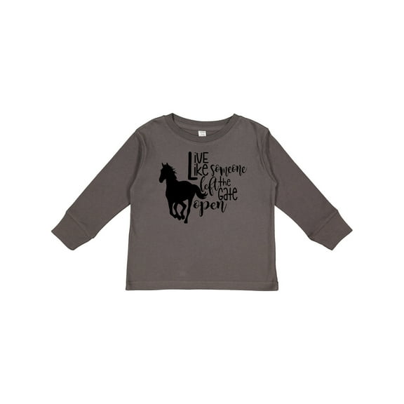 Inktastic Live Like Someone Left the Gate Open Horse Silhouette Boys or Girls Long Sleeve Toddler T-Shirt