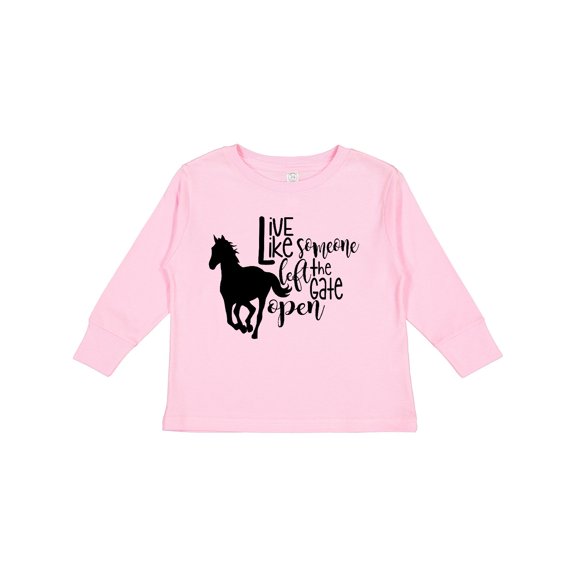 Inktastic Live Like Someone Left the Gate Open Horse Silhouette Boys or Girls Long Sleeve Toddler T-Shirt