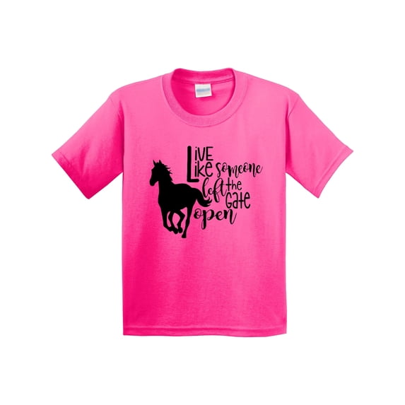 Inktastic Live Like Someone Left the Gate Open Horse Silhouette Youth T-Shirt