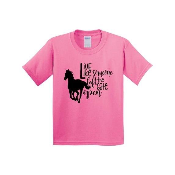 Inktastic Live Like Someone Left the Gate Open Horse Silhouette Youth T-Shirt