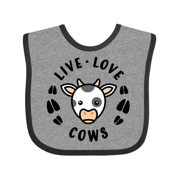 Inktastic Live Love Cows Boys or Girls Baby Bib