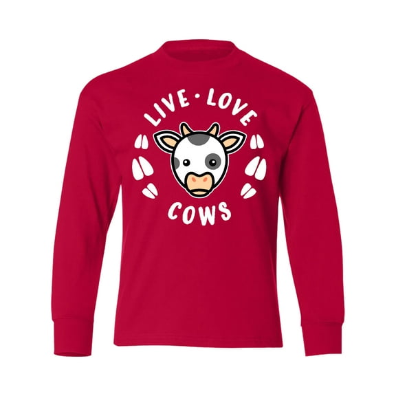 Inktastic Live Love Cows Long Sleeve Youth T-Shirt