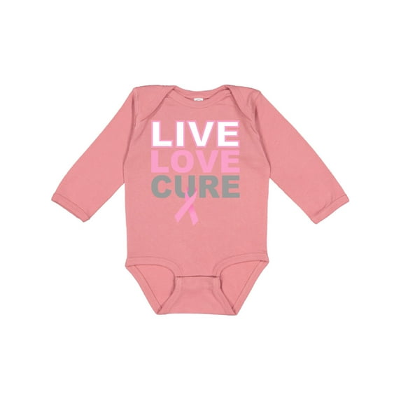 Inktastic Live Love Cure Breast Cancer Boys or Girls Long Sleeve Baby Bodysuit