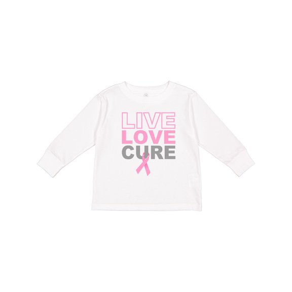 Inktastic Live Love Cure Breast Cancer Boys or Girls Long Sleeve Toddler T-Shirt