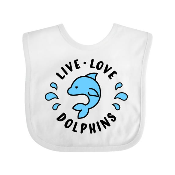 Inktastic Live Love Dolphins Boys or Girls Baby Bib