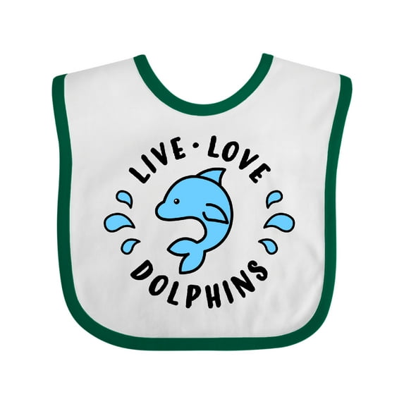Inktastic Live Love Dolphins Boys or Girls Baby Bib