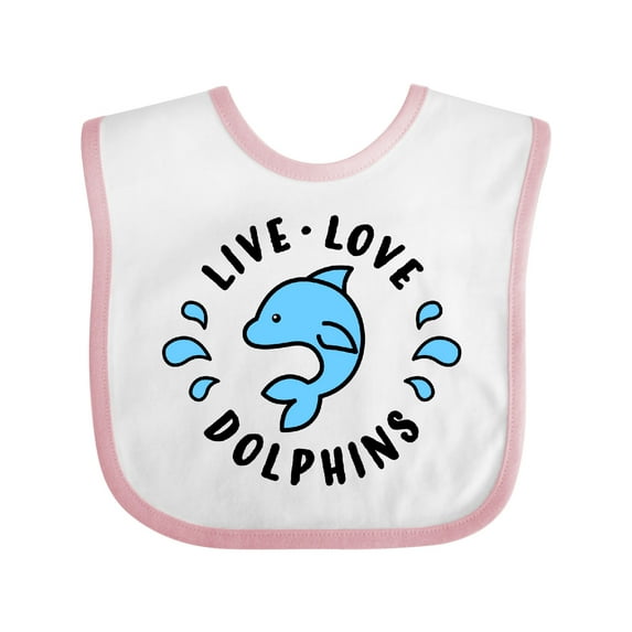 Inktastic Live Love Dolphins Boys or Girls Baby Bib