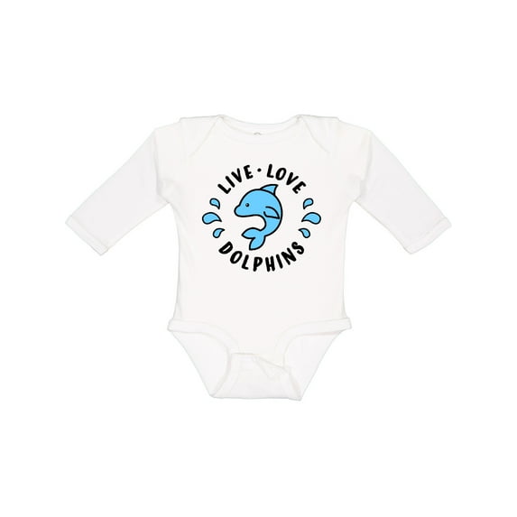 Inktastic Live Love Dolphins Boys or Girls Long Sleeve Baby Bodysuit