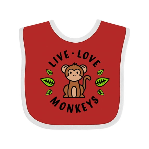 Inktastic Live Love Monkeys Boys or Girls Baby Bib