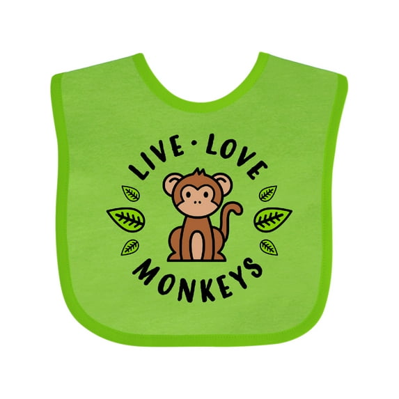 Inktastic Live Love Monkeys Boys or Girls Baby Bib
