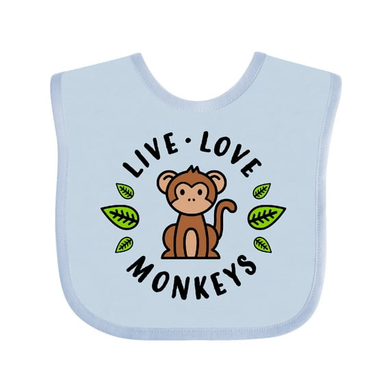 Inktastic Live Love Monkeys Boys or Girls Baby Bib