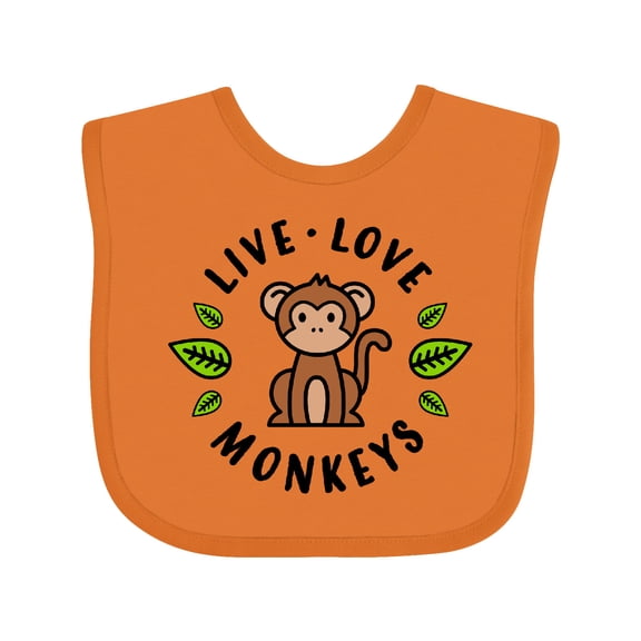 Inktastic Live Love Monkeys Boys or Girls Baby Bib