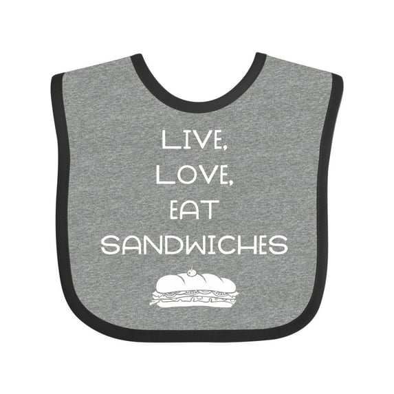 Inktastic Live Love Sandwiches Boys or Girls Baby Bib