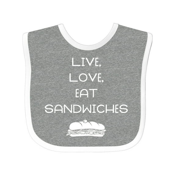 Inktastic Live Love Sandwiches Boys or Girls Baby Bib