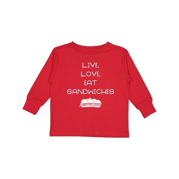 Inktastic Live Love Sandwiches Boys or Girls Long Sleeve Toddler T-Shirt