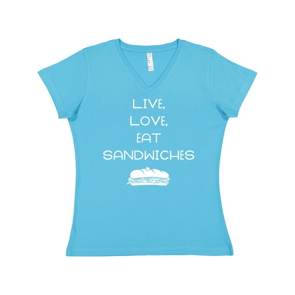 Inktastic Live Love Sandwiches Women's V-Neck T-Shirt