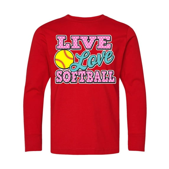 Inktastic Live Love and Softball Long Sleeve Youth T-Shirt
