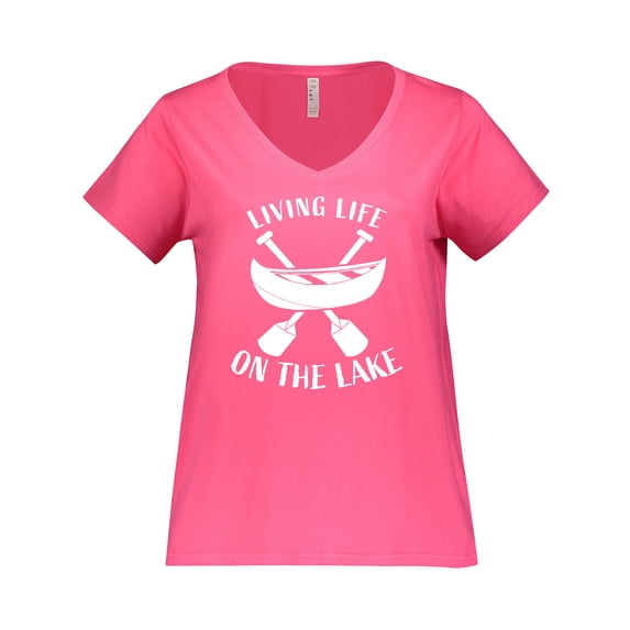 Inktastic Living Life on the Lake Women's Plus Size V-Neck T-Shirt
