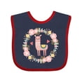 thumbnail image 1 of Inktastic Llama Rose Flower Wreath Girls Baby Bib, 1 of 4