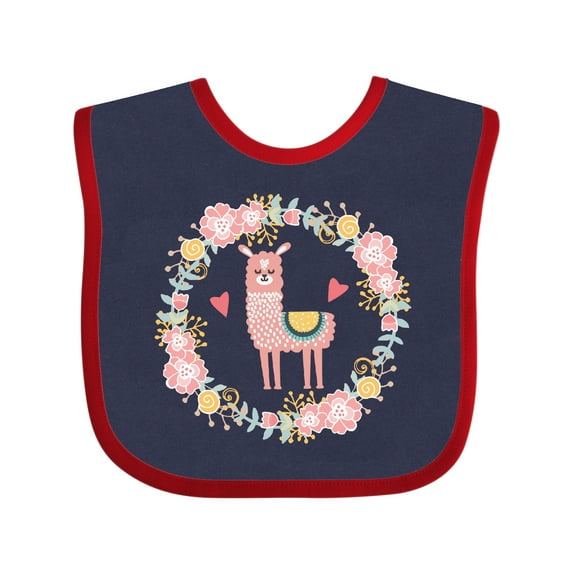 Inktastic Llama Rose Flower Wreath Girls Baby Bib