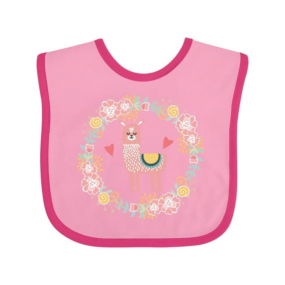 Inktastic Llama Rose Flower Wreath Girls Baby Bib