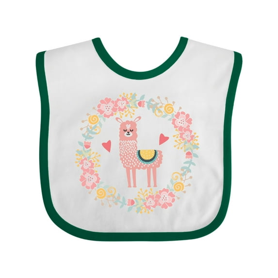 Inktastic Llama Rose Flower Wreath Girls Baby Bib