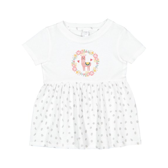 Inktastic Llama Rose Flower Wreath Girls Baby Dress