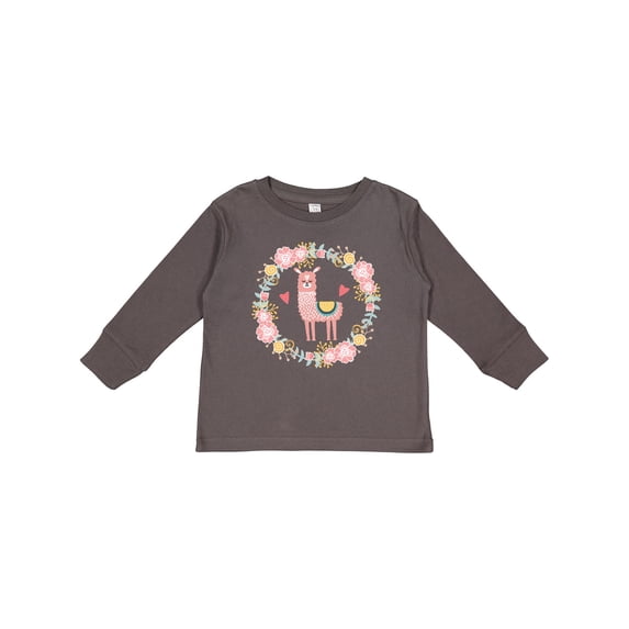 Inktastic Llama Rose Flower Wreath Girls Long Sleeve Toddler T-Shirt