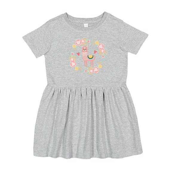Inktastic Llama Rose Flower Wreath Girls Toddler Dress