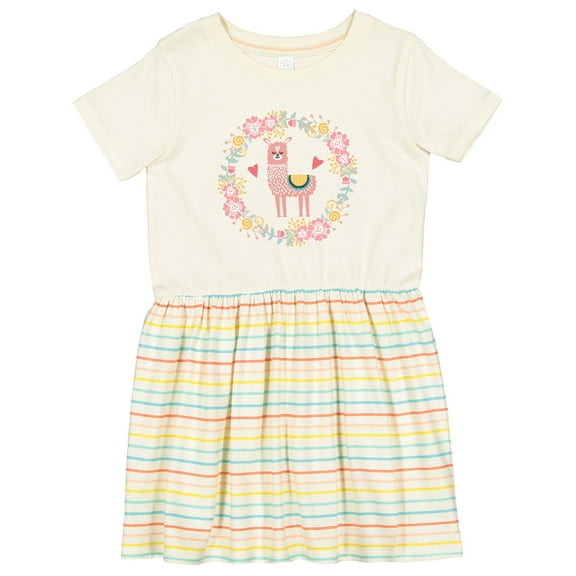 Inktastic Llama Rose Flower Wreath Girls Toddler Dress