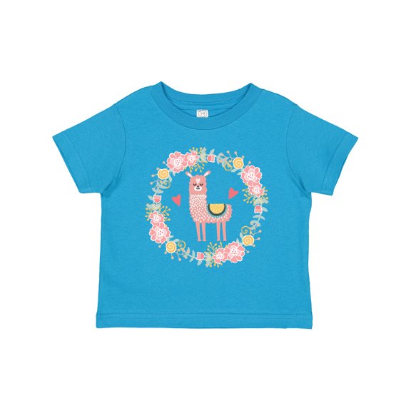 Inktastic Llama Rose Flower Wreath Girls Toddler T-Shirt