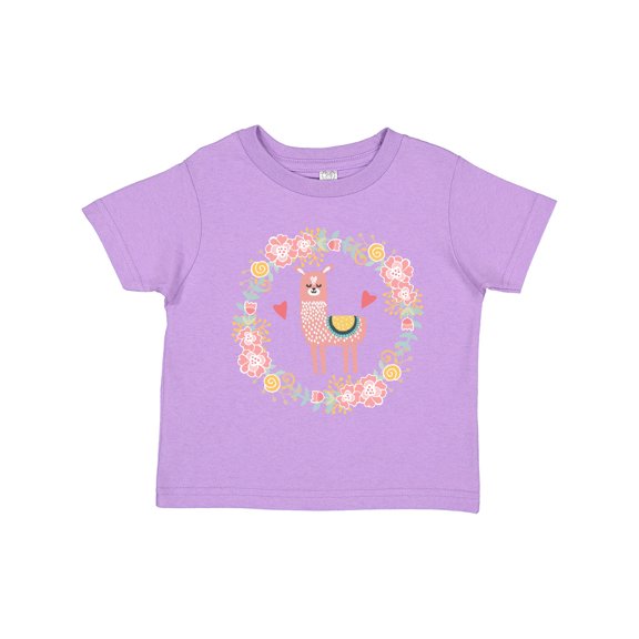 Inktastic Llama Rose Flower Wreath Girls Toddler T-Shirt