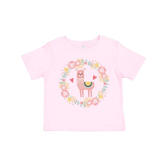Inktastic Llama Rose Flower Wreath Girls Toddler T-Shirt