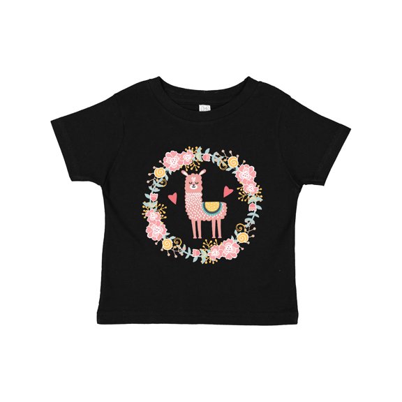 Inktastic Llama Rose Flower Wreath Girls Toddler T-Shirt