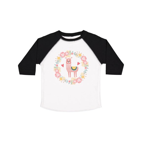 Inktastic Llama Rose Flower Wreath Girls Toddler T-Shirt