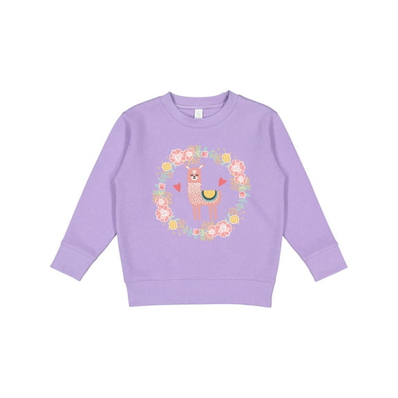 Inktastic Llama Rose Flower Wreath Toddler Sweatshirt