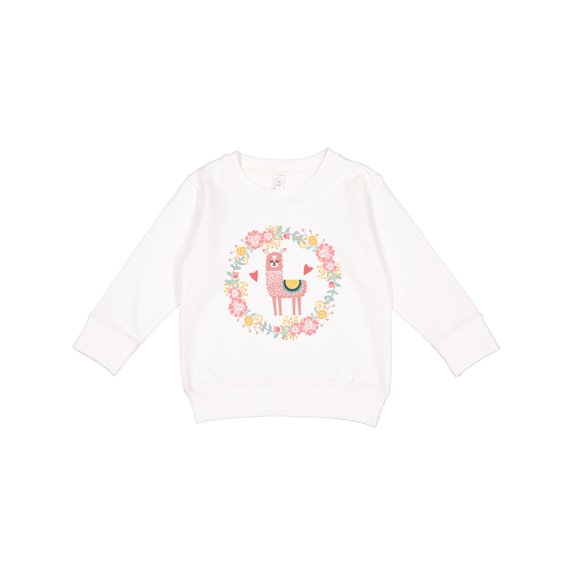 Inktastic Llama Rose Flower Wreath Toddler Sweatshirt