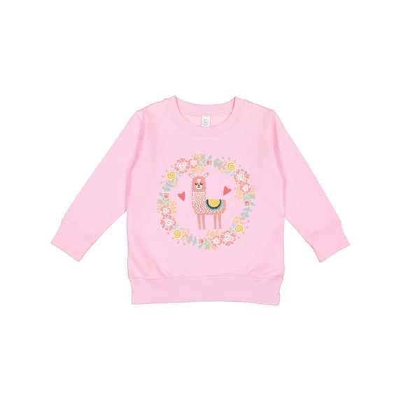 Inktastic Llama Rose Flower Wreath Toddler Sweatshirt