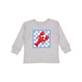 thumbnail image 1 of Inktastic Lobster Checkered Stamp Coastal Girls Long Sleeve Toddler T-Shirt, 1 of 5